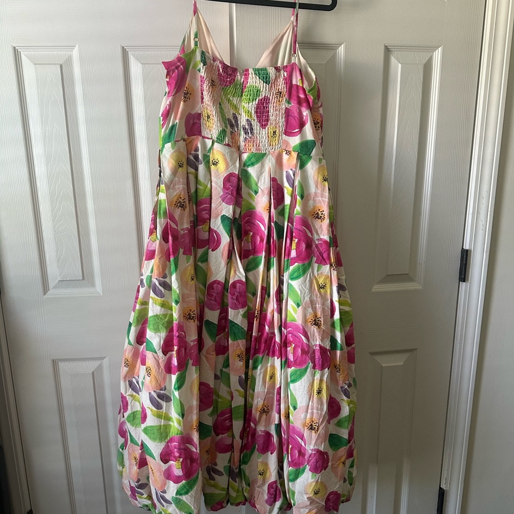Hutch Floral Bubble Hem Midi Dress - Pink and Green